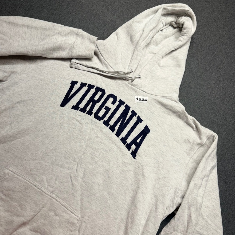 Russell Athletic Virginia Hoodie Mens 2XL Gray Navy Blue Pullover Sweatshirt